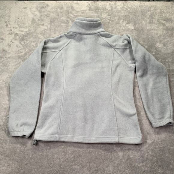 Columbia Soft Gray Full Zip Fleece Jacket Womens L Cozy Outdoor Layer Warm Light - Picture 4 of 8